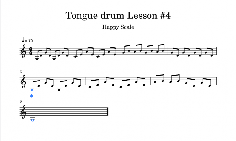 Apprendre à jouer en arpège sur un tongue drum 8 notes? (partition) Tuto#4